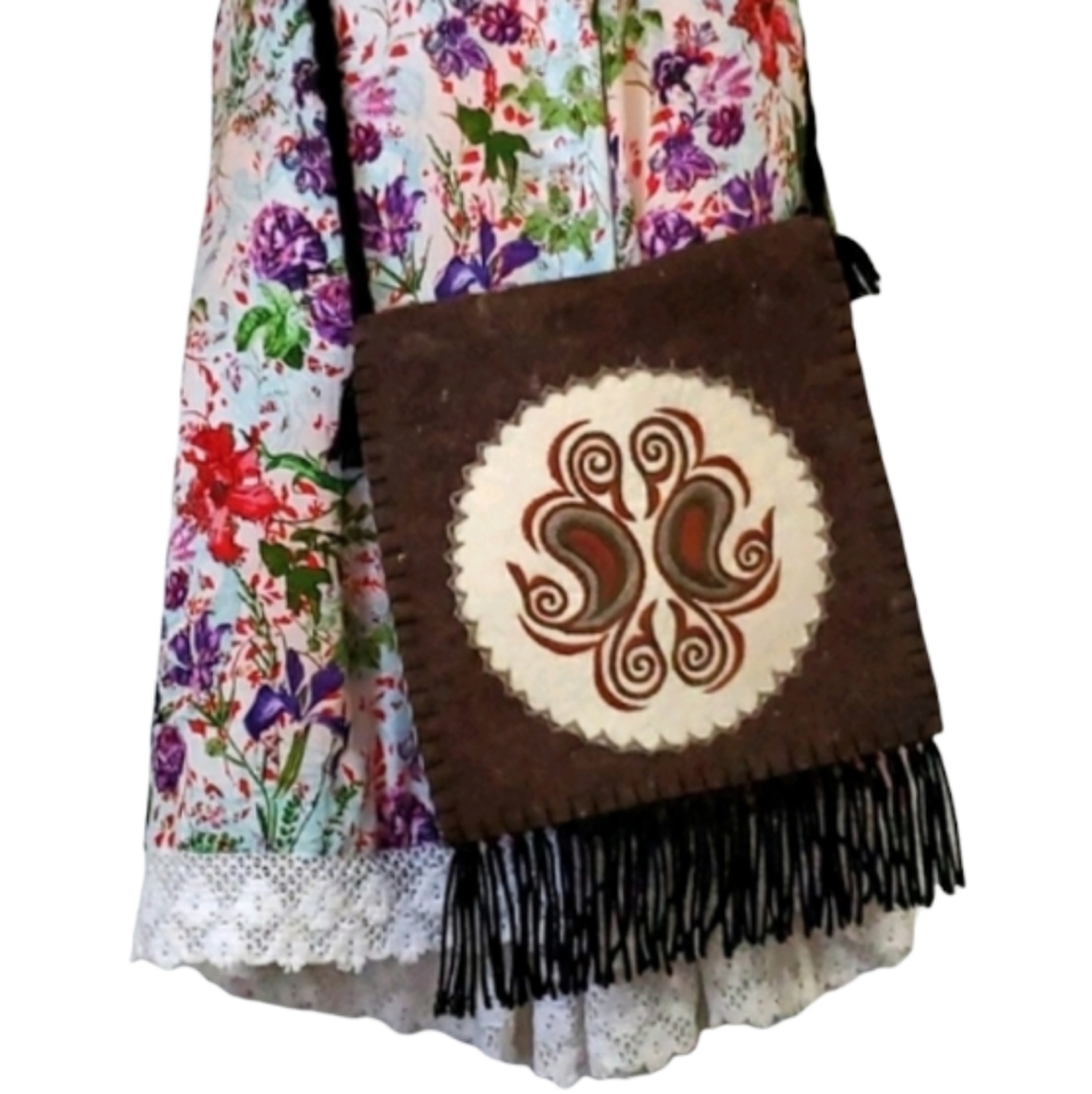 Brown Bohemian Fringed Purse Bag Southwestern Hobo Sling Bag